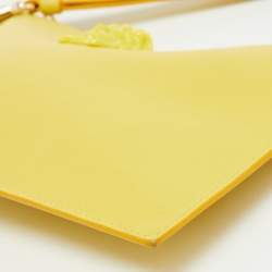 Versace Yellow Leather La Medusa Wristlet Zip Pouch