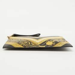Pre Owned Versace Black Leather Baroque Medusa Print Wristlet Pouch