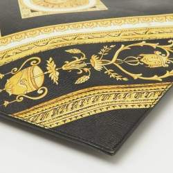 Pre Owned Versace Black Leather Baroque Medusa Print Wristlet Pouch