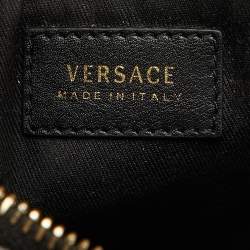 Pre Owned Versace Black Leather Baroque Medusa Print Wristlet Pouch