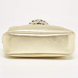 Pre Owned Versace Gold Leather Medusa Camera Crossbody Bag