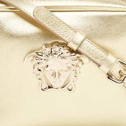 Pre Owned Versace Gold Leather Medusa Camera Crossbody Bag