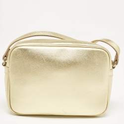 Pre Owned Versace Gold Leather Medusa Camera Crossbody Bag