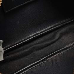 Pre Owned Versace Black Leather Logo Print Belt Bag