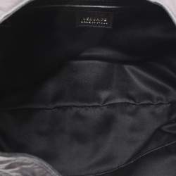 Versace Black Leather Crystal Embellished Flap Hobo