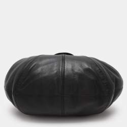 Versace Black Leather Crystal Embellished Flap Hobo