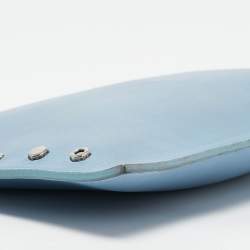 Pre Owned Versace Blue Leather Studded Medusa Wristlet Pouch