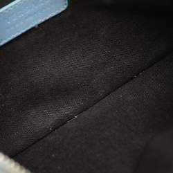 Pre Owned Versace Blue Leather Studded Medusa Wristlet Pouch