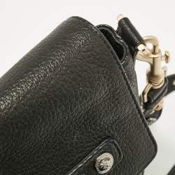 Versace Black Leather Medusa Studded Flap Crossbody Bag