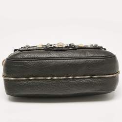 Versace Black Leather Medusa Studded Flap Crossbody Bag