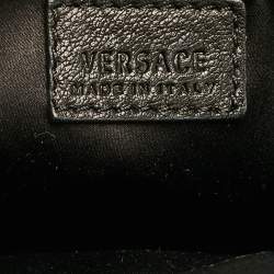 Versace Black Leather Medusa Studded Flap Crossbody Bag