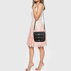 Versace Black Leather Medusa Studded Flap Crossbody Bag