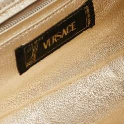 Pre Owned Versace Black Satin Studded Crystals Medusa Logo Clutch