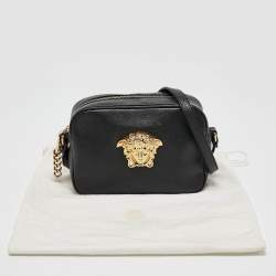 Pre Owned Versace Black Leather Palazzo Medusa Camera Crossbody Bag