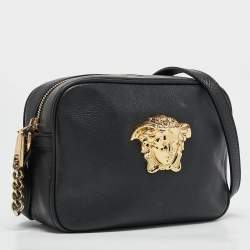 Pre Owned Versace Black Leather Palazzo Medusa Camera Crossbody Bag