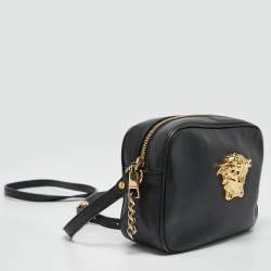 Pre Owned Versace Black Leather Palazzo Medusa Camera Crossbody Bag