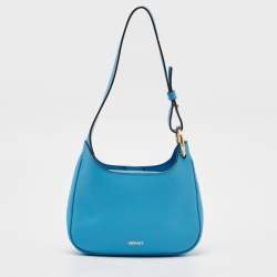 Pre Owned Versace Blue Leather Small La Medusa Chain Hobo