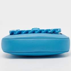 Pre Owned Versace Blue Leather Small La Medusa Chain Hobo