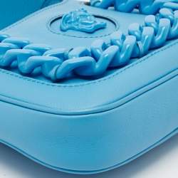 Pre Owned Versace Blue Leather Small La Medusa Chain Hobo