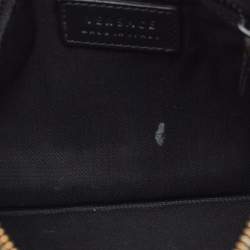 Versace Black Monogram Embossed Leather Medusa Zip Pouch