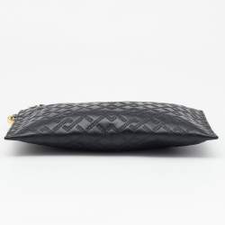 Versace Black Monogram Embossed Leather Medusa Zip Pouch