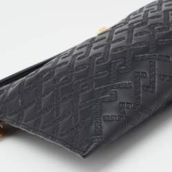 Versace Black Monogram Embossed Leather Medusa Zip Pouch