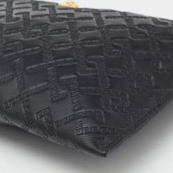 Versace Black Monogram Embossed Leather Medusa Zip Pouch