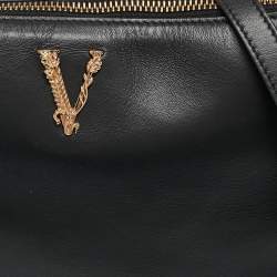 Versace Black Leather Virtus Crossbody Bag