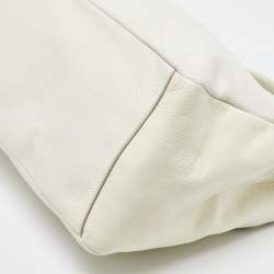 Pre Owned Versace White Leather La Medusa Shopper Tote