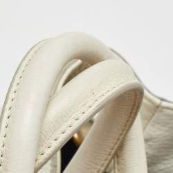 Pre Owned Versace White Leather La Medusa Shopper Tote