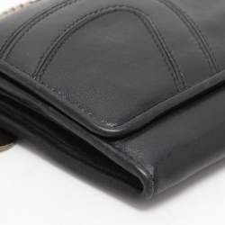 Versace Black Leather Wallet On Chain