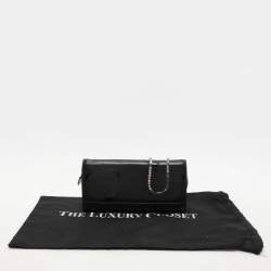 Versace Black Leather Wallet On Chain