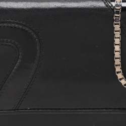 Versace Black Leather Wallet On Chain