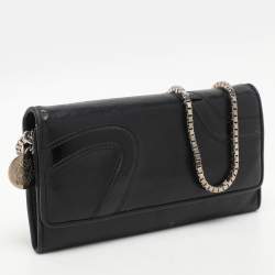 Versace Black Leather Wallet On Chain
