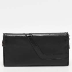 Versace Black Leather Wallet On Chain
