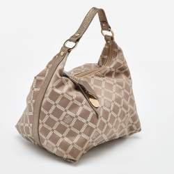 Versace Metallic Signature Canvas and Leather Palazzo Charm Hobo