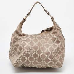 Versace Metallic Signature Canvas and Leather Palazzo Charm Hobo