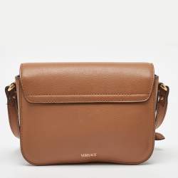 Pre Owned Versace Beige Leather Small La Medusa Flap Shoulder Bag