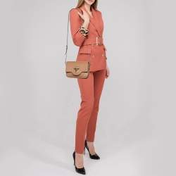 Pre Owned Versace Beige Leather Small La Medusa Flap Shoulder Bag