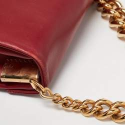 Pre Owned Versace Dark Red Leather Palazzo Sultan Flap Shoulder Bag