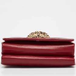 Pre Owned Versace Dark Red Leather Palazzo Sultan Flap Shoulder Bag