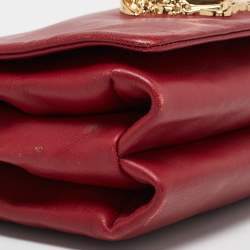 Pre Owned Versace Dark Red Leather Palazzo Sultan Flap Shoulder Bag
