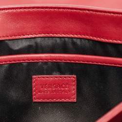 Pre Owned Versace Dark Red Leather Palazzo Sultan Flap Shoulder Bag