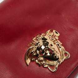 Pre Owned Versace Dark Red Leather Palazzo Sultan Flap Shoulder Bag