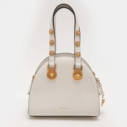 Versace White Leather Tribute Medallion Satchel