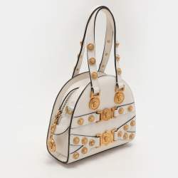 Versace White Leather Tribute Medallion Satchel