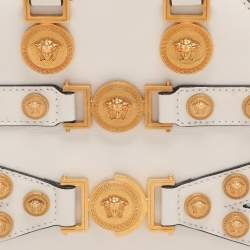 Versace White Leather Tribute Medallion Satchel