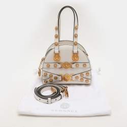 Versace White Leather Tribute Medallion Satchel