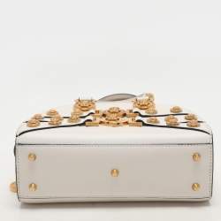 Versace White Leather Tribute Medallion Satchel