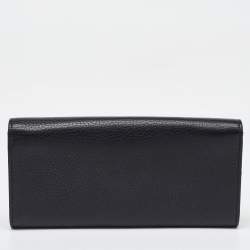 Versace Black Leather Medusa Flap Continental Wallet